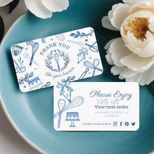 Royal Blue Baking & Cooking Utensil Thank You Business Card