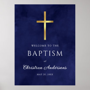 Royal Blue Baptism Boy Welcome Sign