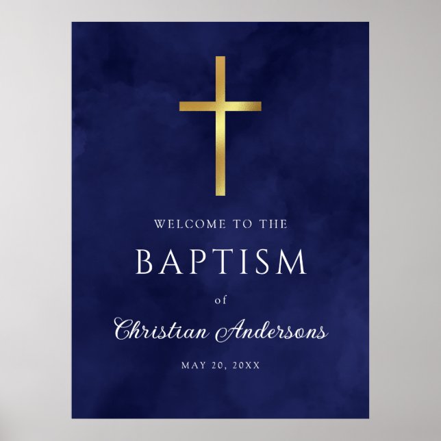 Royal Blue Baptism Boy Welcome Sign (Front)