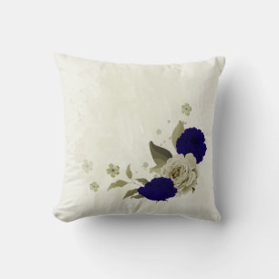 Royal blue beige floral cushion