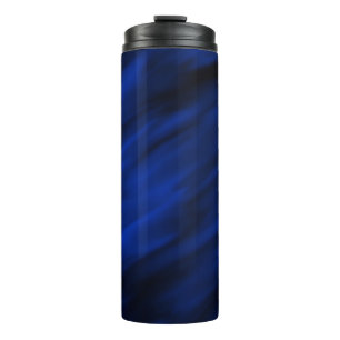 Royal Blue & Black Abstract Diagonal Streaks Thermal Tumbler
