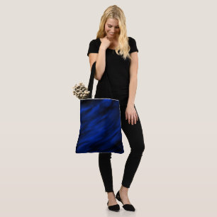 Royal Blue & Black Abstract Diagonal Streaks Tote Bag