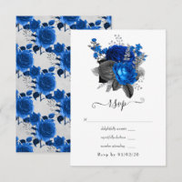 Royal Blue, Black and Silver Floral Wedding