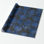 Royal Blue, Black and Silver Floral Wrapping Paper<br><div class="desc">Rustic vintage watercolor floral wrapping paper in accents of royal blue,  black and silver.</div>