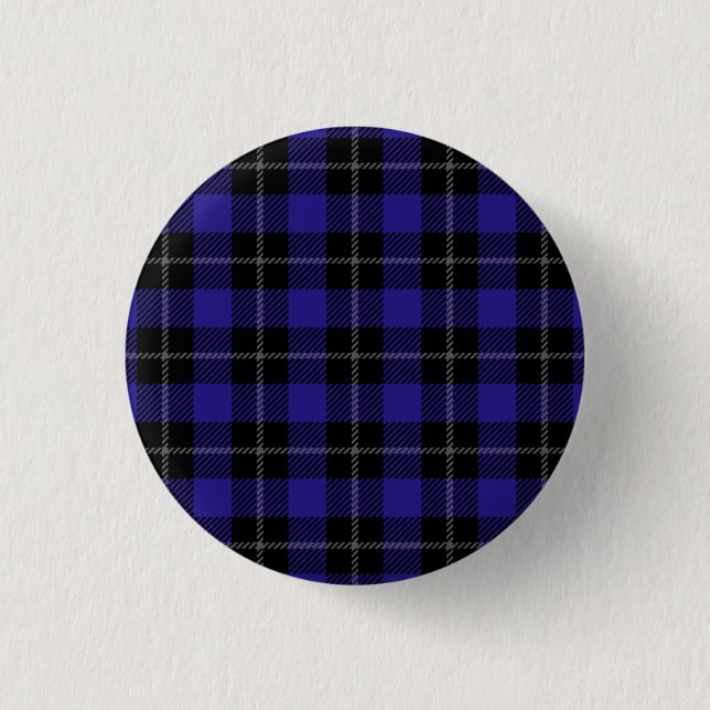 Royal Blue Black Plaid 3 Cm Round Badge (Front)