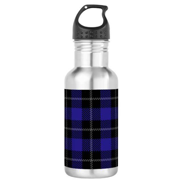 Royal Blue Black Plaid 710 Ml Water Bottle (Front)