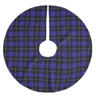Royal Blue Black Plaid Brushed Polyester Tree Skirt