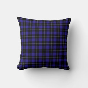 Royal Blue Black Plaid Cushion