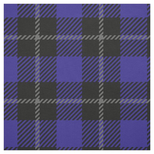 Royal Blue Black Plaid Fabric (Swatch)