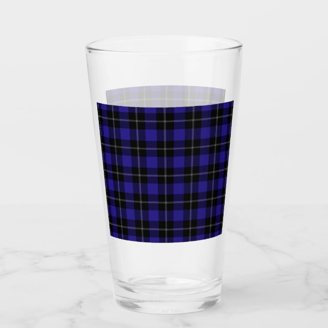 Royal Blue Black Plaid Glass (Front)
