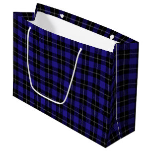 Royal Blue Black Plaid Large Gift Bag