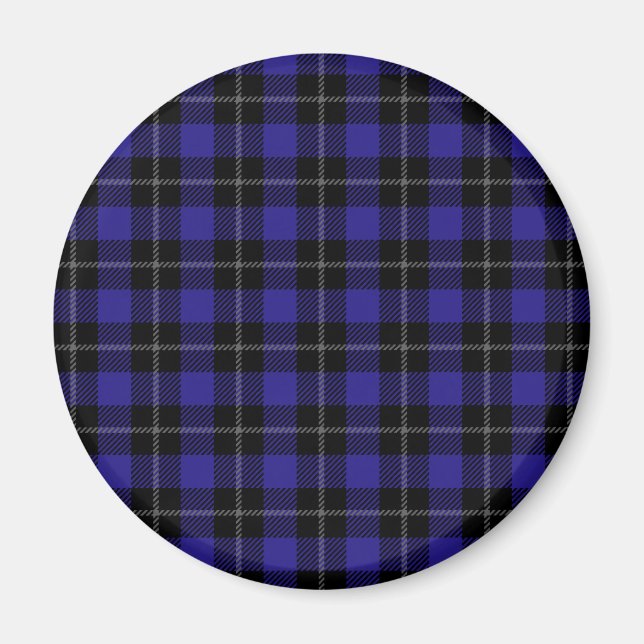 Royal Blue Black Plaid Magnet (Front)