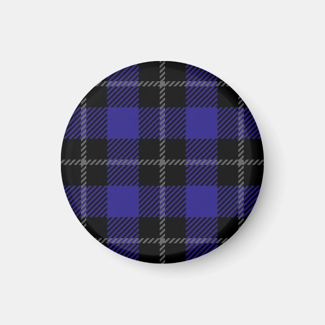Royal Blue Black Plaid Magnet (Front)