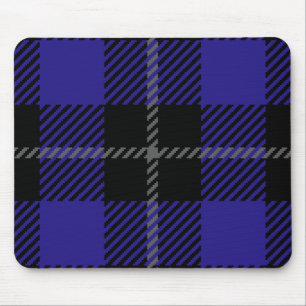 Royal Blue Black Plaid Mouse Pad