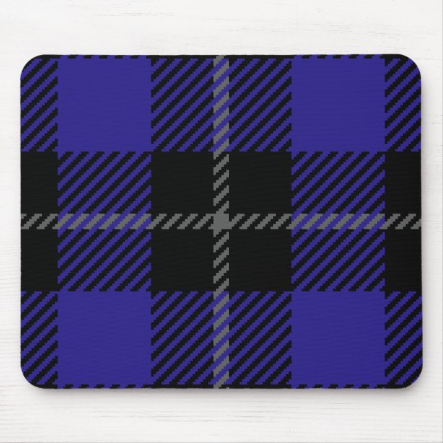 Royal Blue Black Plaid Mouse Pad (Front)