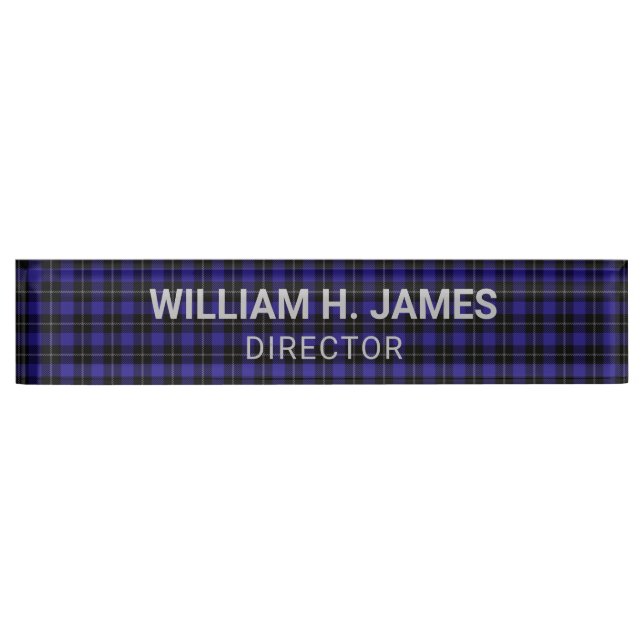 Royal Blue Black Plaid Nameplate (Front)