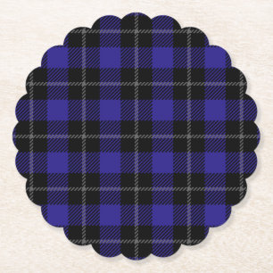Royal Blue Black Plaid Paper Coaster