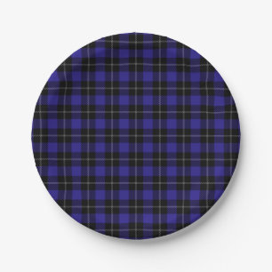 Royal Blue Black Plaid Paper Plate