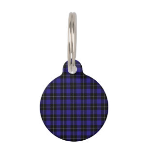 Royal Blue Black Plaid Pet Tag