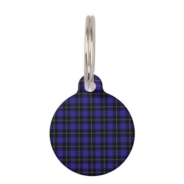 Royal Blue Black Plaid Pet Tag (Front)
