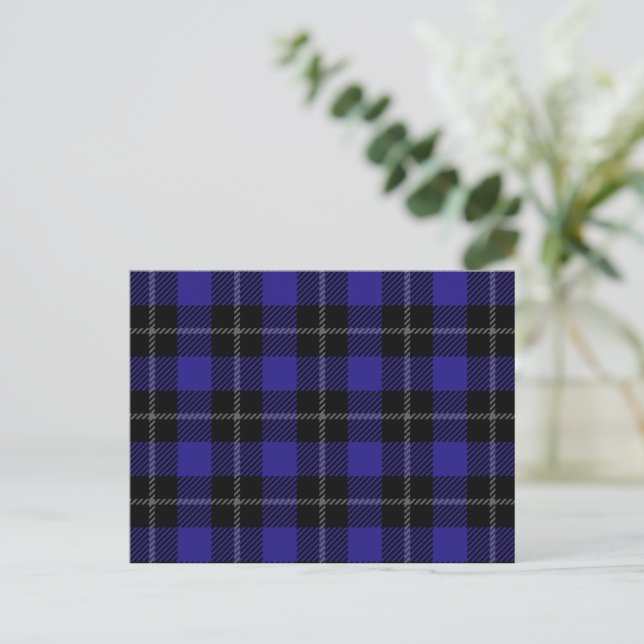Royal Blue Black Plaid Postcard (Standing Front)