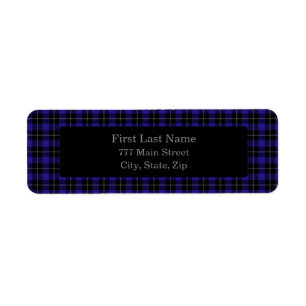 Royal Blue Black Plaid Return Address Label
