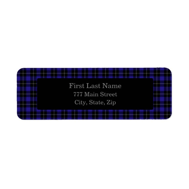 Royal Blue Black Plaid Return Address Label (Front)