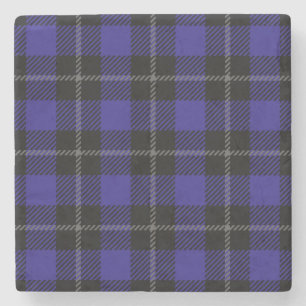 Royal Blue Black Plaid Stone Coaster