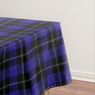Royal Blue Black Plaid Tablecloth