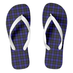 Royal Blue Black Plaid Thongs