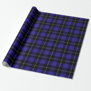 Royal Blue Black Plaid Wrapping Paper