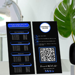 Royal Blue & Black Salon Services Menu Add Logo  