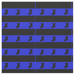 Royal blue, black stripe, black Scottish Terrier Fabric