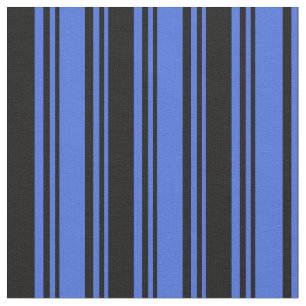 Royal Blue & Black Stripes Pattern Fabric