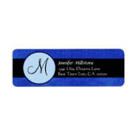 Royal Blue & Black Wedding Monogram Address Label