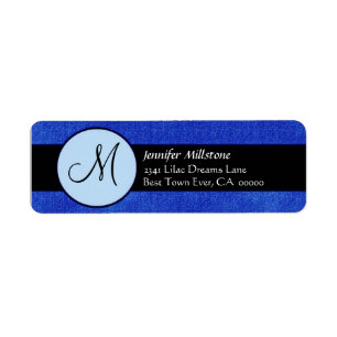 Royal Blue & Black Wedding Monogram Address Label Return Address Label