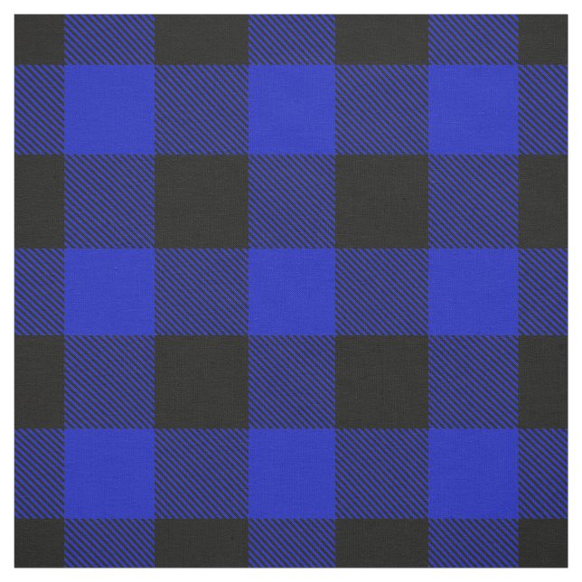 Royal Blue Black XL Buffalo Check Plaid Tartan Fabric (Swatch)