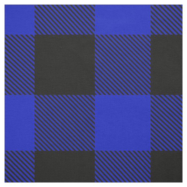 Royal Blue Black XXL Buffalo Check Plaid Tartan Fabric (Swatch)