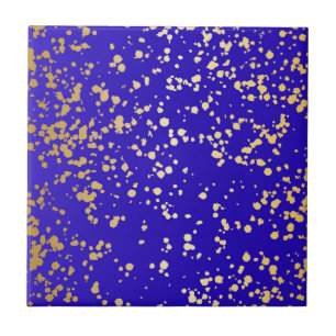 Royal Blue Blonde Gold Glitter Ceramic Tile