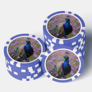 Royal Blue: Blue Peacock In Lavender Field, Poker Chips