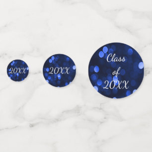 Royal Blue Bokeh Lights Graduation Class of 20xx Confetti