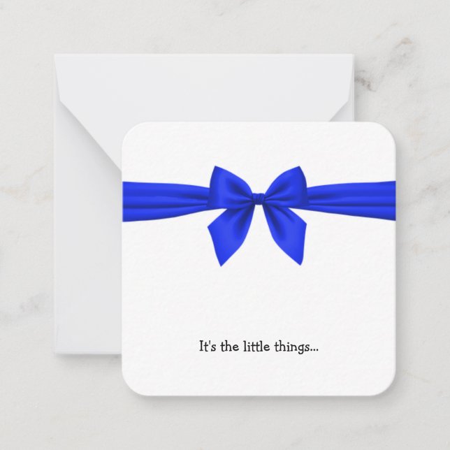 Royal Blue Bow Mini Thank You Note Card (Front)