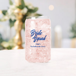 Royal Blue Bride Squad Bachelorette Party Can Glass
