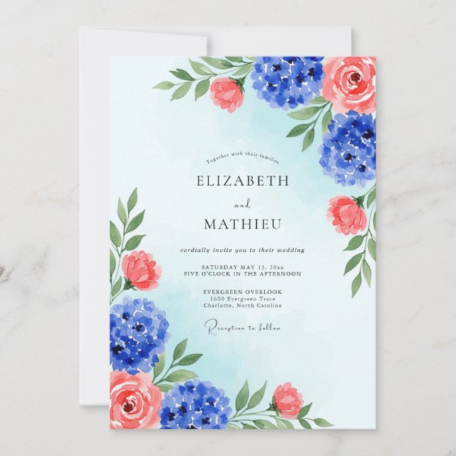 Royal Blue Brilliant Summer Wedding Invitation (Front)