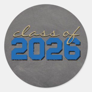 Royal Blue & Bronze Chalkboard Graduation Stickers