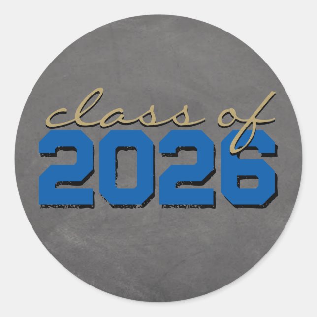 Royal Blue & Bronze Chalkboard Graduation Stickers (Front)