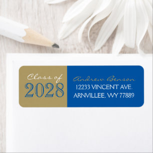 Royal Blue Bronze Graduation Return Address Labels