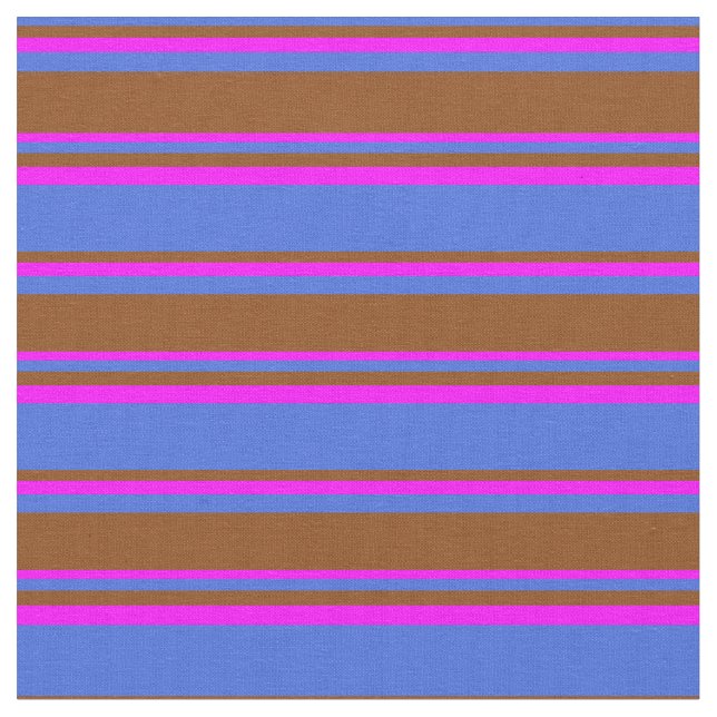 Royal Blue, Brown, and Fuchsia Coloured Pattern Fabric (Close Up)