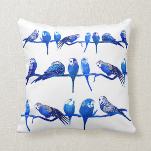 Royal Blue Budgie Bird Parrot Cushion Pillow
