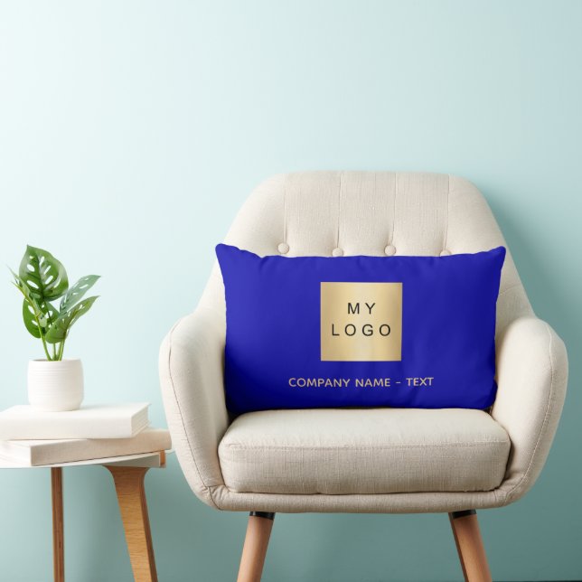 Royal blue business company logo text lumbar cushion (Chair)